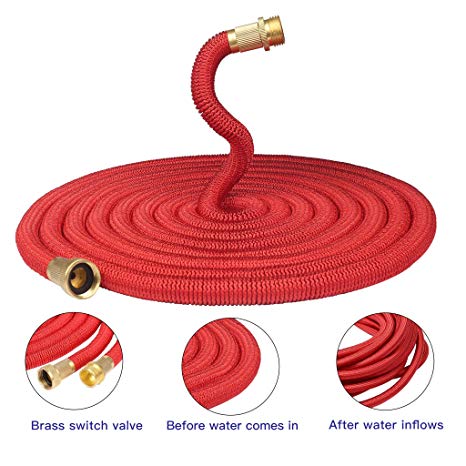 Greenbest Garden Hose No Kinks Farm Hose Water Hose 50 Feet for Watering Lawn, Yard, Garden, Car Washing, Pet and Home Cleaning (Red)