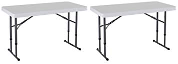 Lifetime 80160 Commercial Height Adjustable Folding Utility Table, 4 Feet, White Granite