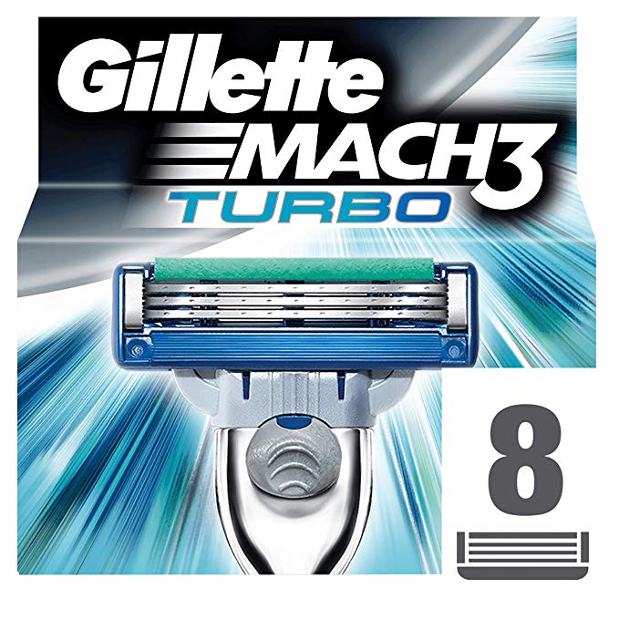 Gillette Mach3 Men's Razor Blades, Pack of 8 Mach 3 Turbo