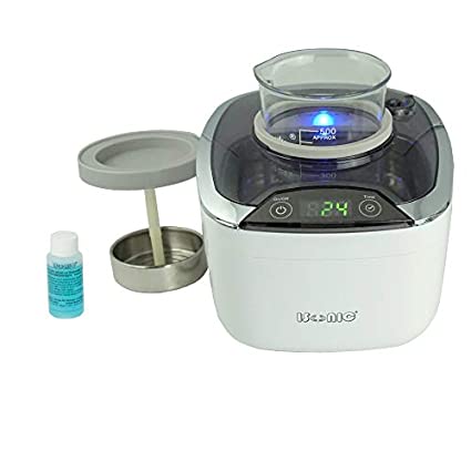 iSonic DS400B Miniaturized Commercial Ultrasonic Cleaner with Integrated 500 Ml Glass Beaker Holder Set for Jewelry, Cosmetic Tools, Eyeglasses, 110V 55W
