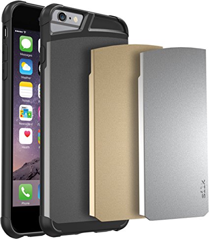 iPhone 6 Plus/6s Plus Case - Silk Armor Tough Case for iPhone 6 /6s  (5.5") by Silk - Military-Grade Stealth Protective Phone Cover (Includes 3 interchangeable backplates: Gunmetal/Gold/Silver)