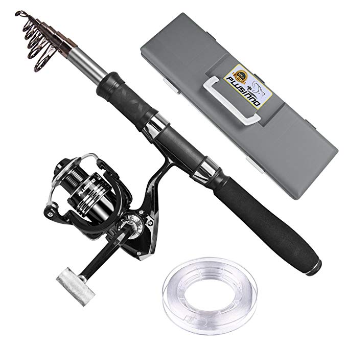 PLUSINNO Telescopic Fishing Rod and Reel Combos with Fishing Line Fishing Gear Fishing Pole for Youth Fishing Travel Outdoor Fishing