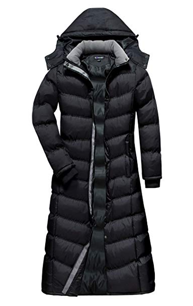 U2Wear Women's Maxi Plus-Size Water Resistant Puffer Full Length Coat with Hood