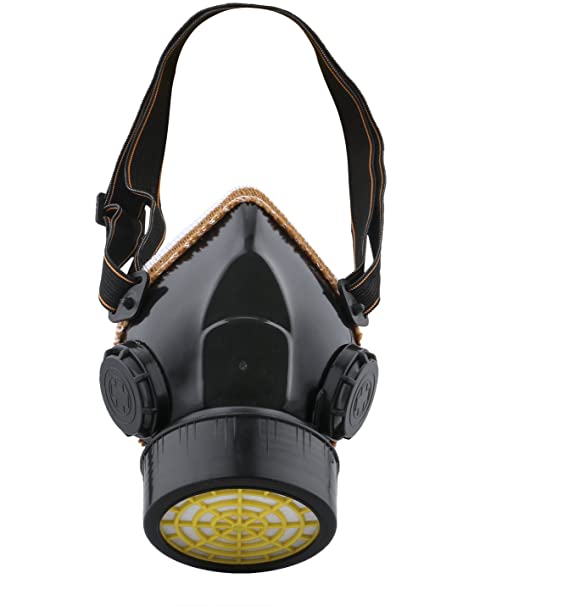 Ewolee Gas Mask, Spray Paint Mask Respirator Dust Mask Single Cartridge Respirator Industrial Chemical Reusable Mask (Black)