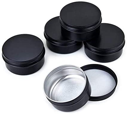 6Pcs 100ml/3.4oz Black Round Aluminium Tin Cans with Screw Lid Empty Metal Storage Tin Jars Cosmetic Sample Containers Travel Tin Cans for Lip Balm Cream Tea Spices Crafts Jewelry