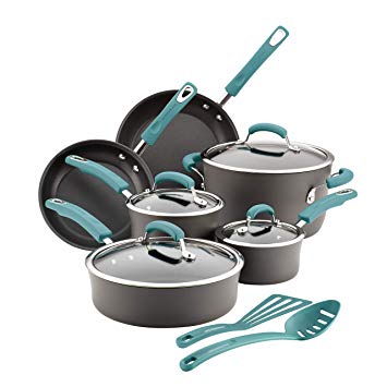 Rachael Ray 87662 12-Piece Hard Anodized Aluminum Cookware Set, Mixed Color