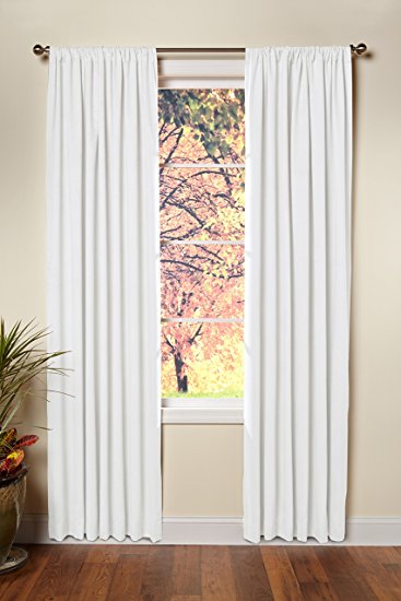 Cotton Craft - Set of 2 - 100% Pure Cotton Duck Reverse Tab Top Window Panels - 50x108 White - Classic Elegance for a Clean Crisp Look