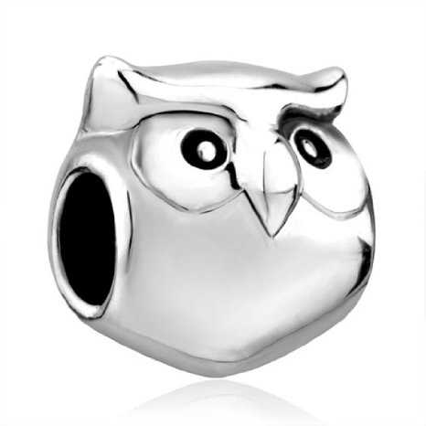 Silver Plated Pugster Cute Owl Animal Bead Fits Pandora Charms Bracelet