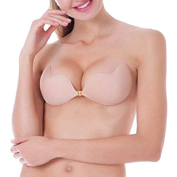 MITALOO Push up Strapless Self Adhesive Plunge Bra Invisible Backless Sticky Bras