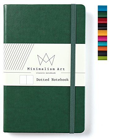 Minimalism Art | Classic Notebook Journal, Size: 5" X 8.3", A5, Green, Dotted Grid Page, 240 Pages, Hard Cover/Fine PU Leather, Inner Pocket, Quality Paper - 80gsm | Designed in San Francisco