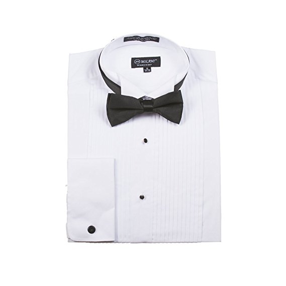 Milani Men's Tuxedo Shirts With French Cuffs And Bow Tie