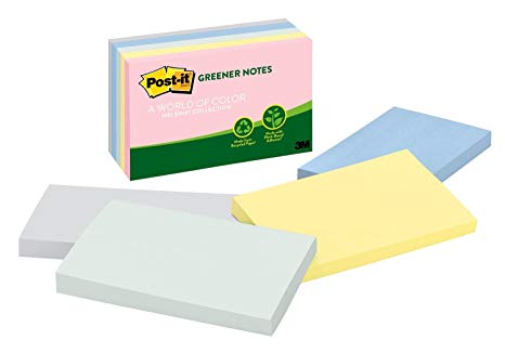 Post-it Greener Notes, 3 in x 5 in, Helsinki Collection, 5 Pads/Pack (655-RP-A)