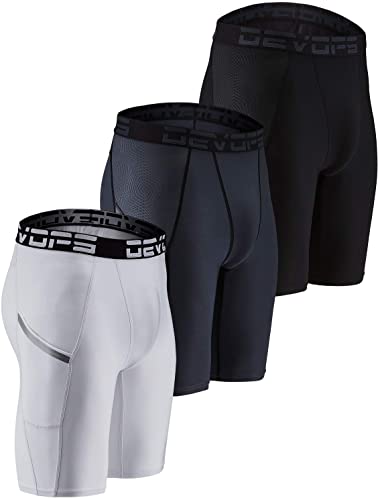 DEVOPS Men's 3 Pack Sports Performance Active Compression Cool Dry Baselayer Shorts