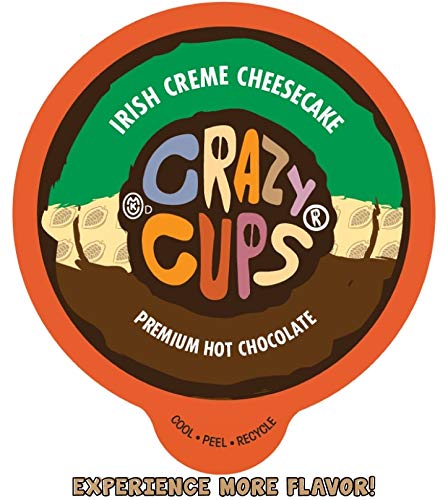 Crazy Cups Seasonal Hot Chocolate, Irish Creme Cheesecake Premium Hot Chocolate Hot Cocoa, Single Serve Cups for Keurig K Cup Brewers, 22 Count