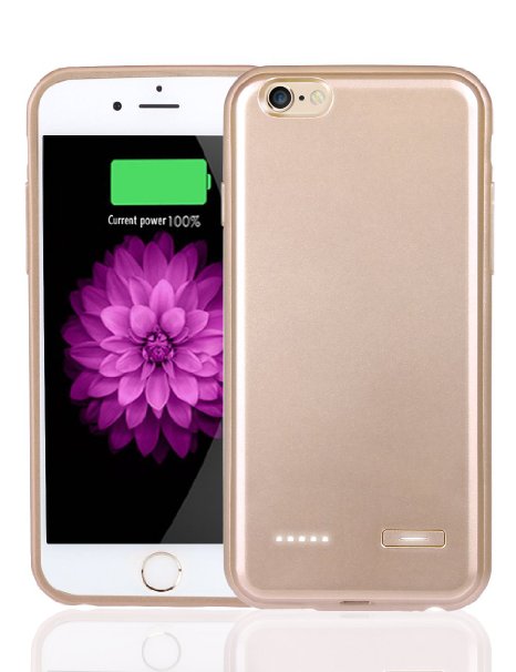 iPhone 6S Plus Battery Case, Jakpopin iphone 6 plus Battery Case [Gold] Portable Charger Case for iPhone 6S plus [Slim] External Protective Battery Case 5.5" 3700mAh Pack Juice Bank Case Gold