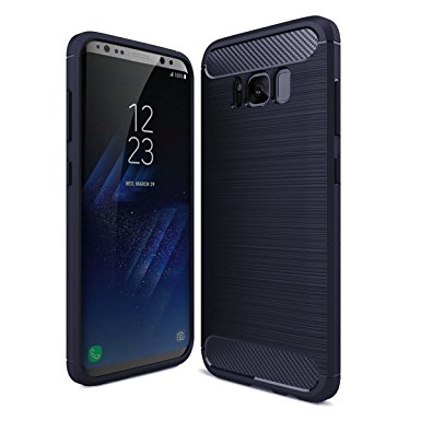 Galaxy S8 Plus Case (2017) by GAVIMAX With Shock Absorption and Carbon Fiber Design, Full-body Flexible Inner Protection, Rubber Soft Skin, Metal Texture, Slim TPU Armor (NAVY)