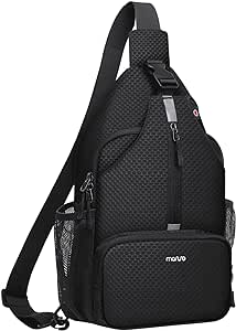 MOSISO Sling Backpack Hiking Daypack for Women Men, Lightweight Crossbody Sling Bag with Front Raised Pocket One Shoulder Chest Bag, Black