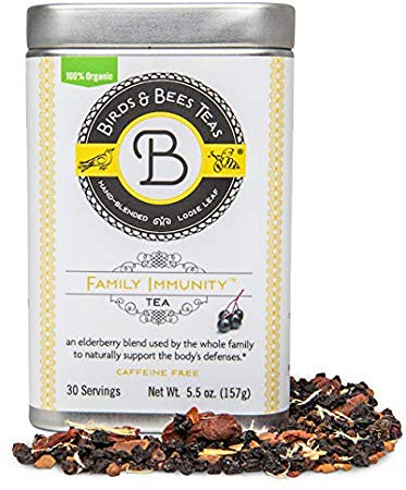 Birds & Bees Teas - Elderberry Tea - Family Immunity Tea is an Immune System Booster with Organic Herbs! Makes A Delicious Sambucus Elderberry Syrup - 30 Servings, 5.5 oz