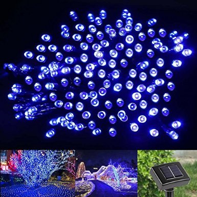 LE® Solar Powered LED Fairy String Lights 100 LEDs 55ft 17m, Waterproof, Blue, Christmas Lights with Light Sensor, Ambiance Lighting, Outdoor and Indoor Use, Wedding, Party, Halloween Lights Decoration