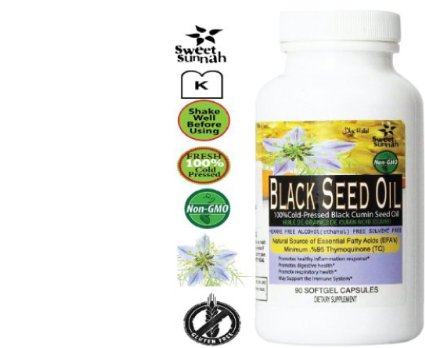 SweetSunnah Unrefined and Unfiltered Cold Pressed First Pressing Black Seed Oil 500mg 90 Softgel Halal Capsule