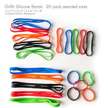Grifiti Bands Cross Style 4 6 9 12 Inch Assorted 20 Pack X Shape Wrist Books Cameras Art Cooking Wrapping Exercise Bag Wraps Dungies Silicone Rubber