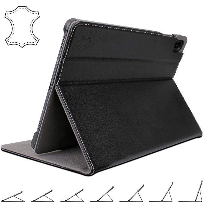 Galaxy Tab S6 Case Leather with S Pen Holder – Smart Book Cover with Secure Multi Angle Stand for 2019 Samsung
