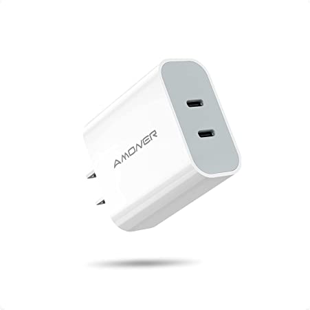 USB C Charger, Amoner 40W for iPhone 13 Fast Charger, Dual Ports USB-C Wall Charger with PD 3.0 Power Delivery Adapter for iPhone 13/12/12 Pro/12 Pro Max/12 Mini/11,Galaxy,Pixel 4/3