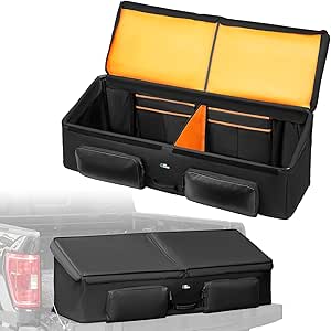 JOYTUTUS Upgrade Full Size Truck Bed Cargo Box Organizer for Pickup, Waterproof Truck Bed Cargo Bag, Storage Organizer Carrier Accessories for Groceries, Golf, Easily Slide in and Out, Easy Access