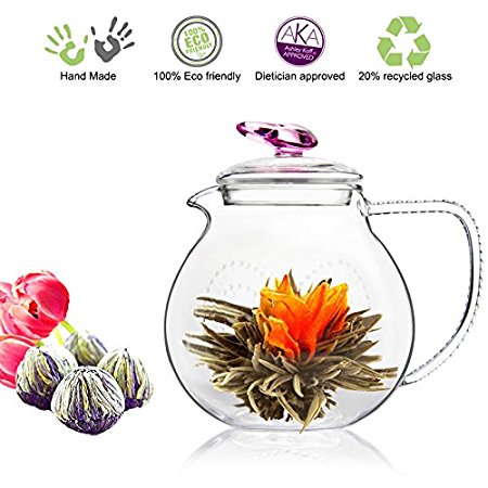 Tea Beyond Tea Set Teapot Polo 45 Oz/1330 Ml and Flowering Tea Set (34 oz Pink Detox 4tcs)