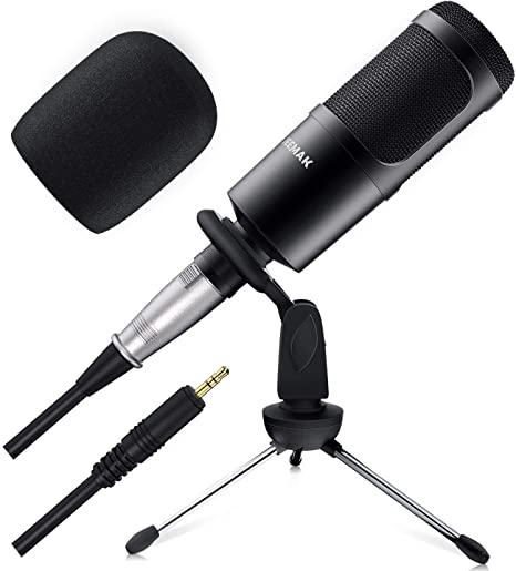 Microphone for Computer, JEEMAK 3.5mm Microphone with Stand for Gaming, Podcast, Recording, Streaming, Compatible with PC, Laptop, iPad, iPhone