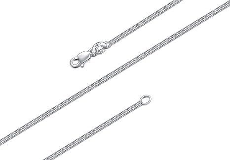 BORUO 925 Sterling Silver Snake Chain Necklace, 1mm 1.6mm Solid Italian Nickel-Free Chain Lobster Claw Clasp 14-30 Inch