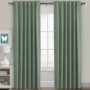 H.VERSAILTEX Blackout Curtains Thermal Insulated Window Treatment Panels Room Darkening Blackout Drapes for Living Room Back Tab/Rod Pocket Bedroom Draperies (2 Panels, Green Bay, 52 x 84 Inch)