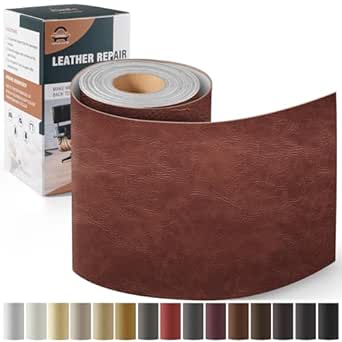 Leather Repair Kit for Furniture 4"x 63" Leather Tape Repair Patch Self Adhesive Sofa Vinyl Repair Patch Kit for Car Seat,Couch,Boat Seat,Chair - Classic Red Brown