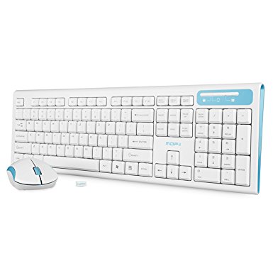 MOFII Wireless keyboard and Mouse,Wireless Keyboard and Mouse Combo for PC/Mac/Laptop (White)