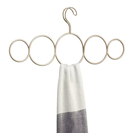 InterDesign Classico Scarf Hanger, No Snag Storage for Scarves, Ties, Belts, Shawls, Pashminas, Accessories - 5 Loops, Pearl Champagne