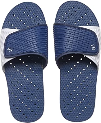 Showaflops Mens' Antimicrobial Shower & Water Sandals for Pool, Beach, Dorm and Gym - Bright Adjustable Colorblock Slide