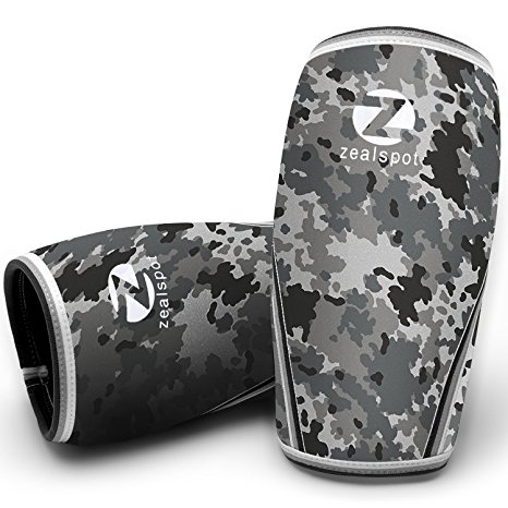 Zealspot Knee Sleeves-Compression and Support for Weightlifting, WOD, Squats, Gym, Powerlifting and Crossfit-7mm Neoprene Strong Knee Brace-Both Women and Men,Camo Grey(1 Pair)