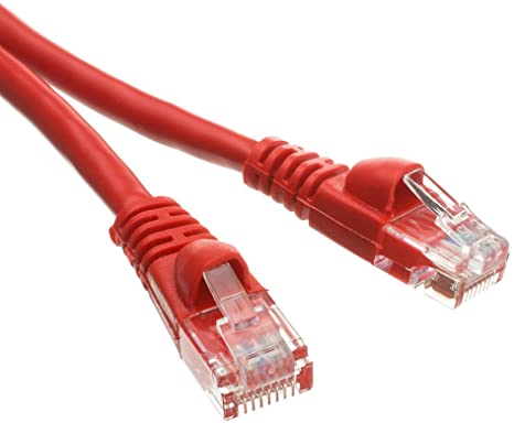 15 Foot Red Cat6a Ethernet Patch Cable, Snagless/Molded Boot with RJ45 Connector, 500 MHz, 24 AWG, UTP(Unshielded Twisted Pair) Stranded Copper, Internet Patch Cable, CableWholesale
