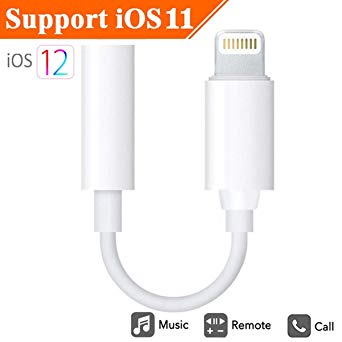 iPhone X Adapter Headphone Jack, Lightning to 3.5mm Headphone Jack Adapter Dongle Compatible with iPhone X 10/XS Max/XS/XR/7/7Plus/8/8 Plus, Support iOS 10.3 or 11 Later