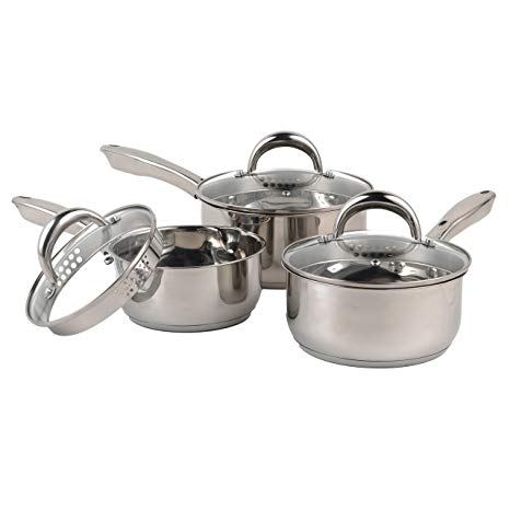 Russell Hobbs RH00152 Optimum Collection Stainless Steel 3 Piece Pan Set, 16, 18, 20 cm