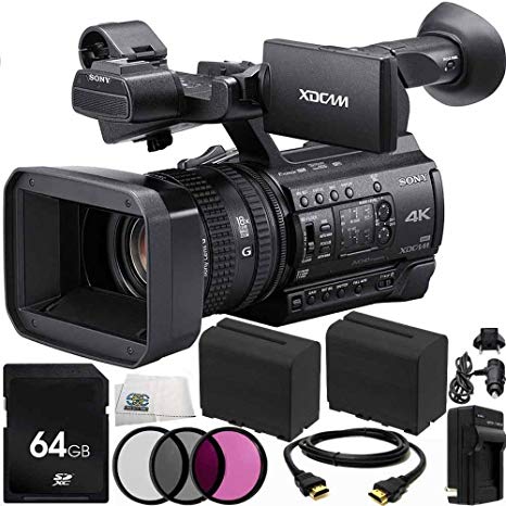 Sony PXW-Z150 4K XDCAM Camcorder 64GB Bundle 11PC Accessory Kit. Includes 64GB SD Memory Card   2 Replacement F970 Batteries   AC/DC Rapid Home & Travel Charger   More