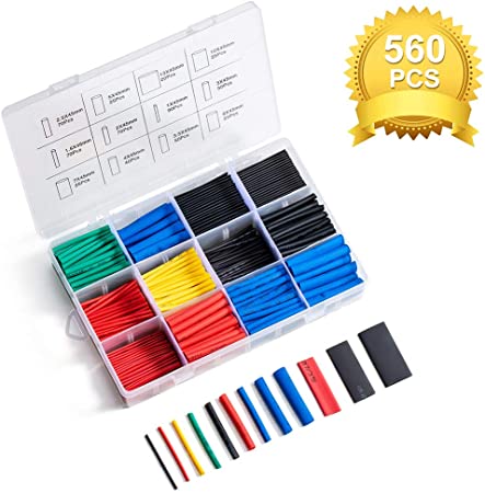 560pcs Heat Shrink Tubing Kit, Heat-Shrink Tubes Wire Wrap Butt Connectors Waterproof and Insulated Electrical Wire Terminals, Electrical Cable Wire Kit Set Long Lasting Insulation Protection