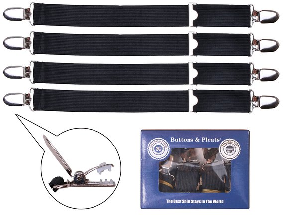 Buttons & Pleats Standard Type Shirt Stays Soft with Non-slip Locking Clamps