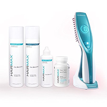 HairMax Ultima 12 LaserComb. Stimulates Hair Growth, Reverses Thinning, Regrows Denser, Fuller Hair. Targeted hair loss treatment. Light, Portable, FDA Cleared. Includes 4pc Thinning Hair Care bundle