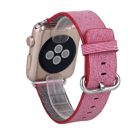 Apple Watch Band Pandawelltrade Woven Nylon Replacement Wrist Band Bracelet Strap with Classic Buckle for 42mm Apple Watch  Sport  Edition 42mm-Red