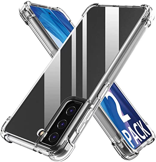 [2 Pack] Profer Compatible with Samsung Galaxy S21 Case Clear Shockproof Soft TPU Slim Thin Protective Case [10 X Anti-Yellowing] Crystal Clear Phone Case Cover for Samsung S21 5G Case -6.2 inch