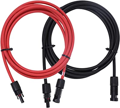 Renogy 10AWG Solar Extension Cable 10FT Solar Cable，MC4 Cable,10 awg Solar Wire with 2 Pair of Solar Panel Connectors（One Pair 10 Feet Red &10 Feet Black）