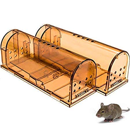 CaptSure 2019 Upgraded Humane Smart Mouse Trap, Kids/Pet Safe, Easy to Set, Reusable, Indoor/Outdoor, for Small Rodents/Voles/Hamsters/Moles, Live No Kill Catcher That Works. 2 Pack