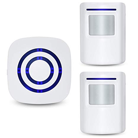 Tengcong Door Chime,Wireless Business Door Motion Sensor Detector Smart Visitor doorbell Home Security Driveway Alarm with 2 Sensor and 1 Receiver,38 Chime Tunes - LED Indicators（2 Sensor   1 Receive）