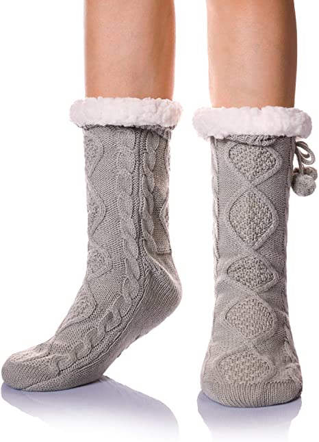 DoSmart Womens Winter Thermal Snowflake Fleece Lining Fuzzy Warm Indoor Home Socks